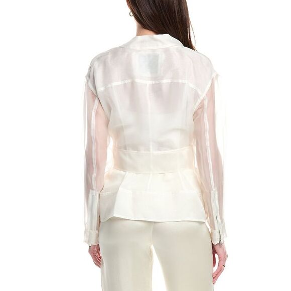 3.1 Phillip Lim Womens Organza Silk Top, White - Picture 2 of 3